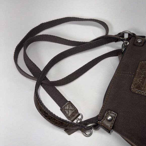 FOSSIL Brown Leather LIZETTE Crossbody Shoulder Small Vintage Distressed Nice - Picture 4 of 11